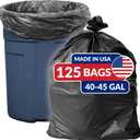 Reli. SuperValue 40-45 Gallon Trash Bags | 125 Count | Made in USA | Heavy Duty | Black Multi-Use Garbage Bags
