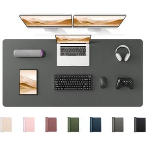 YSAGi 55" x 24" Large PU Leather Desk Mat for Keyboard and Mouse - Waterproof Non-Slip Desk Pad Protector for Office, Home, Writing Desk, Dark Grey