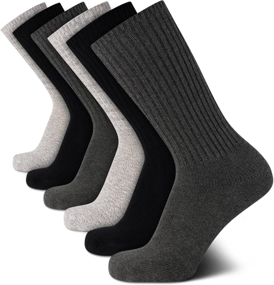 Calvin Klein Mens Crew Socks - 6 Pack Lightweight Cotton Blend Moisture-Wicking Cushioned Athletic Crew Socks for Men (7-12, Charcoal)