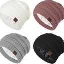 Zando 4 Pack Satin Lined Beanie for Women Men Teen - Warm Slouchy Winter Beanie Hats Sleep Cancer Knit Skull Cap