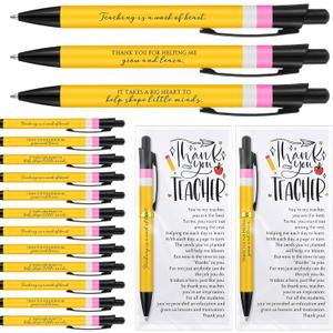 Sayglossy Teacher Appreciation Gifts Bulk Thank You Teacher Ballpoint Pens Cards and Bags Ties Small Inspirational End of School Gifts for Graduation Classroom Supplies(30 Sets)