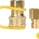 Natural Gas Quick Connect Fitting,2PCS 3/4 Solid Brass Quick Release Fittings for BBQ Grill, RV, Propane or Natural Gas Hose (3/4 Gas Quick Connect)