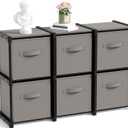6 Cube Storage Organizer with Shelf Christmas Boxes 11 Inch Toy Storage Bins Closet Organizers Drawers Fabric Dresser for Playroom Books Bedroom Dorm Kitchen (Grey)
