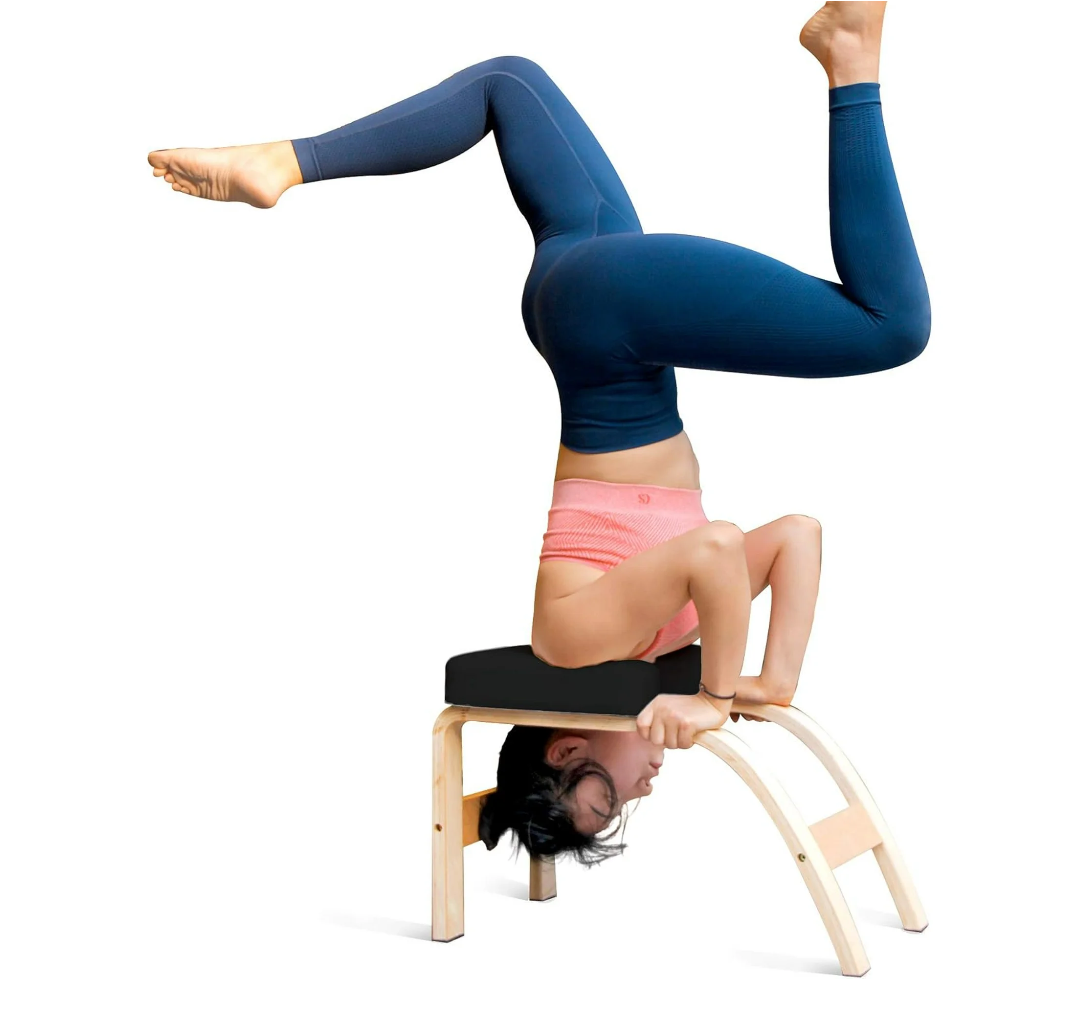 THUNDESK Yoga Inversion Bench Headstand Prop Upside Down Chair for Balance Training Core Strength Building Backbends Yoga Asana Practice Chair