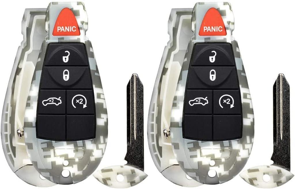 2X Camouflage New Keyless Entry 5 Buttons Remote Start Car Key Fob Fobik Shell / CASE IYZC01C for Compatible with 300 Challenger Charger Durango Grand Cherokee (No Electronics or Chip Inside)