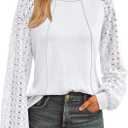 AUTOMET Womens Long Sleeve Shirts Casual Tops Dressy Outfits Fall Fashion Blouses Lace Clothes Y2k (White, XXL)