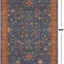 Hazo Haus 6x9 Dining Room Rugs for Under Table - Washable Area Rug for Living Room, Low Pile Non-Slip Rugs for Bedroom - Navy Blue & Terracotta Vintage Boho Eclectic Home Decor