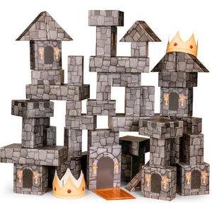 National Geographic Jumbo Cardboard Building Blocks  45-Pc. Extra-Thick Cardboard Bricks for Kids, Build a Castle Play House, Indoor Playhouse, Large Building Blocks, Kids Giant Blocks