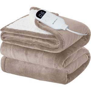 Bedsure Electric Blanket Twin with Preheat Function - Soft Flannel Heated Blanket Twin Size, Fast Heating with 6 Time Settings (Up to 10H) & 6 Heat Settings, Gifts for Grandma (62x84 inches, Taupe) 