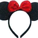 24 Pcs Mouse Costume Deluxe Ears Headband Red Bow Hairs Accessories Baby Shower Headwear Favors Decorations