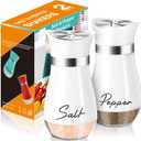 Salt and Pepper Shakers Set,4 oz Glass Bottom Salt Pepper Shaker with Stainless Steel Lid for Kitchen Cooking Table, RV, Camp,BBQ Refillable Design (White)