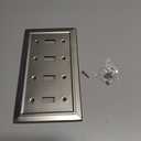 Metal Wall Plate for Electrical Outlets, Decorative Brushed Nickel Switch Plates Outlet Cover, Light Switch Cover Plate, 4-Gang Wall Plates (Quad Toggle, 1 Pack)