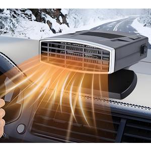 Car Heater, Portable 200W 12V Car Heater & Defroster, 2-in-1 Fast Heating & Cooling Fan, Plug in Car Heater for Windshield Defogger, 360 Rotatable Car Heaters for Vehicle,RV,SUV (Black&Silver)
