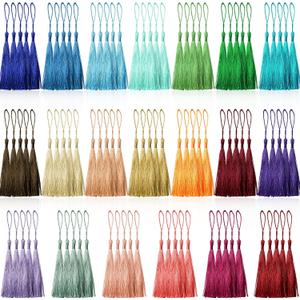 Creatrill 100 Pcs 13cm/5 Inch Silky Handmade Soft Craft Mini Tassels with Loops for Jewelry Making, DIY Projects, Bookmarks, 20 Colors, 5 Pcs of Each