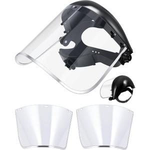 3 Pcs Safety Full Face Shield Mask Included 1 Pcs Face Shield 2 Pack Replacement Visor for Grinding and Cutting Impact Resistant Headgear Safety System for General Manufacturing 3 Pcs Safety Full Face Shield Mask Included 1 Pcs Face Shield 2 Pack Replacement Visor for Grinding and Cutting Impact Resistant Headgear Safety System for General Manufacturing