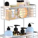 YUOROS Shower Caddy Hanging, 2 Tier Over the Door Shower Organizer Rack 304 Stainless Steel Rustproof (Elegant Silver)