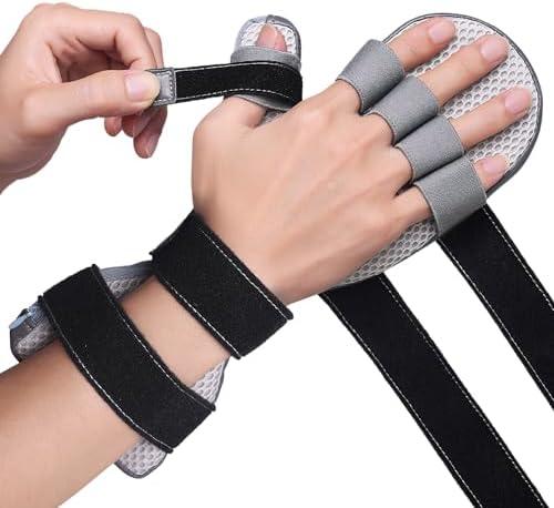 Stroke Hand Brace Splint for Straightening Fingers with 5 Fingers Resting Support,Prevent Fingers Curling, Dupuytren's Contractures, Hand Spasms, Fit Right & Left, Men & Women - M