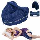 Knee Pillow for Side Sleepers Hip Pain,Alignment Pillows for Side Sleepers with Adjustable Strap,Leg Pillow for Side Sleeping,Shaped Memory Foam Pillows Relieving Leg, Back, Knee (Blue)