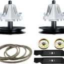 42 Deck Rebuild Kit Fit for Cub Cadet LTX1040 LTX1042, 2 Spindle Assemblies 618-04822 918-04822, 2 Flat Pulleys, 2 Idlers, 2 Blades, 1 Deck Belt (96 1/2" x 1/2") 754-04060 954-04060