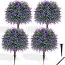 4-Pack Artificial Lavender Topiary Balls, Ground Spikes, UV Resistant | 4-Pack artificial lavender topiary balls with ground spikes; UV resistant, maintenance-free for indoor/outdoor garden dcor