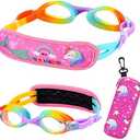 Kids Swim Goggles Age 2-6, Toddler Goggles No Hair Pull,Child Goggles Padded HeadBand