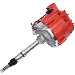 A-Team Performance - HEI Complete Distributor 65K Coil, 6 Cylinders - Compatible with AMC Incline 6, Compatible with Jeep Straight 232, 242, 258 - One Wire Installation, Red Cap