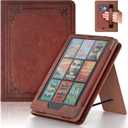 Lainergie 7in TCL Case with Hand Strap and Stand,Incompatible with Old Version, Durable Synthetic Leather Cover with Auto Sleep Wake,Vintage Brown