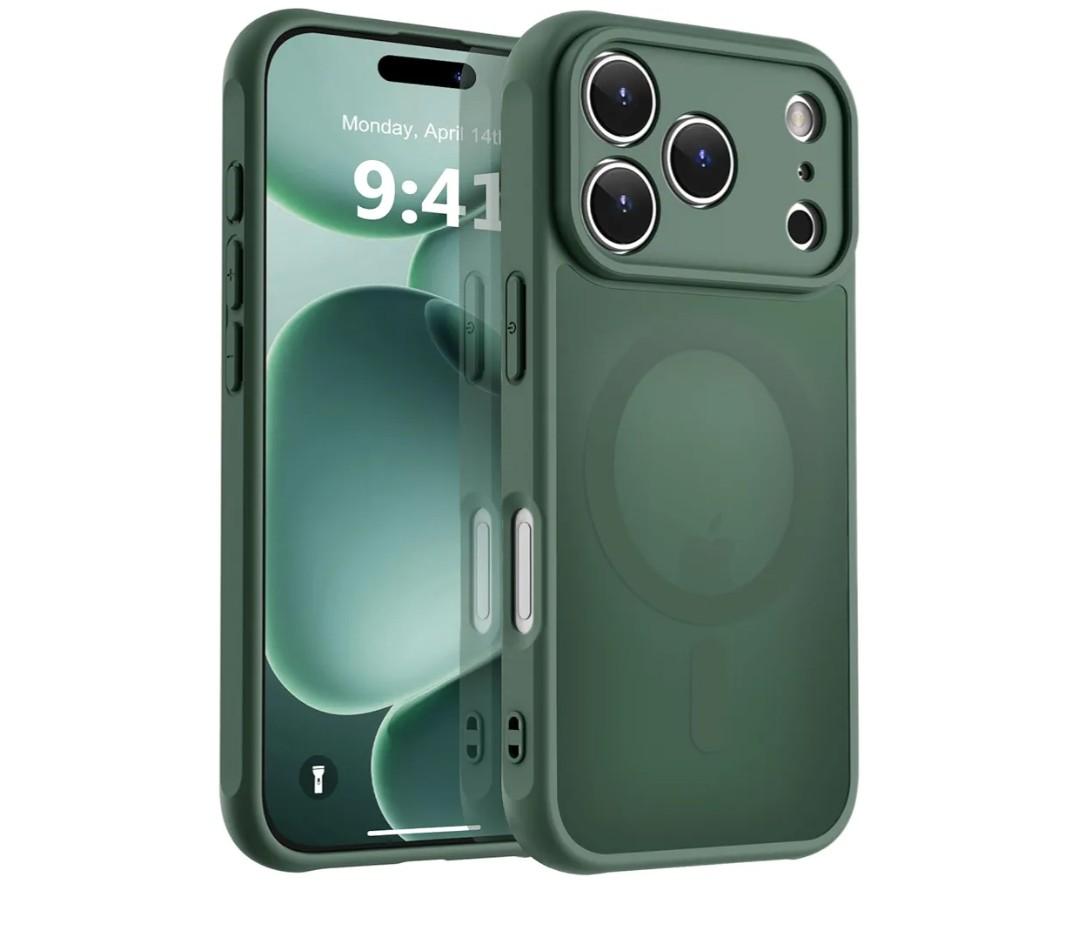 MOCCA Magnetic for iPhone 17 Pro Case, (Compatible with Magsafe) (16FT Military Grade Protection) Full Camera Protection Anti-Fingerprint Slim Translucent Matte Phone Cover 6.3",Midnight Green
