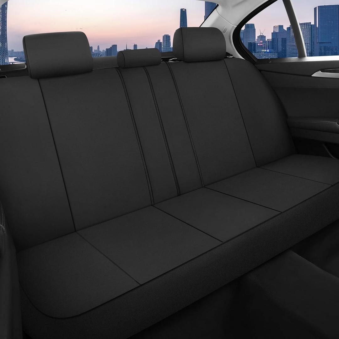 CAROMOP Waterproof Car Seat Cover Back Seats, Neoprene Seat Covers for Cars,Split Bench Compatible Car Interior Covers, Universal Fit Most Car Sedan Truck SUV(Black)
