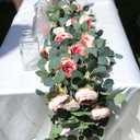 MISSPIN 2pcs Artificial Flowers Garland Spring Eucalyptus Garland Vintage Fake Flower Peony Rose Vine Greenery Decorative Wall Hanging Plant for Wedding Arch Door Arrangement Party Decor