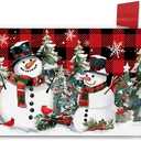 Christmas Snowman Mailbox Cover Magnetic Standard Size 20.5" x 18", Xmas Tree Buffalo Plaid Cardinal Decorative Post Letter Box Wrap Decor, Winter Holiday Garden Yard Outdoor Decoration