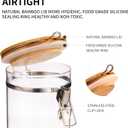 3 x Glass Coffee Storage Container with Bamboo Shelf, 3PCS 49oz Airtight Sealed Coffee Bean Jar with Clamp Lid & Measuring Spoon, Kitchen Pantry Canister Set for Ground Coffee Sugar Tea Flour
