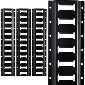 2ft E Track Rails 4 Pack Tie Down Etrack with Powder-Coated Steel e-track for Garages, Workshops e track accessories (Black)