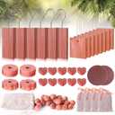Woodever Cedar Blocks for Clothes Storage 56 Pcs, 100% Aromatic Planks with Metal Hooks, Cedar Wood Chips and Balls for Closets and Drawers, Fresh Scented Sachets 1 Count (Pack of 56)