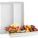 YHOSSEUN Porcelain Serving Platters Rectangular Trays White Serving Platters for Party, Stackable Serving Plates Set of 4, 12 inch