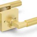 FILTA 1 Pack Gold Privacy Door Handles, Knurled Door Levers Interior Gold Door Lever Bathroom Door Knobs Heavy Duty Square Door Lock