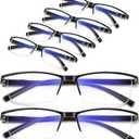 Reading Glasses Men,Spring Hinge Blue Light Blocking Readers,Anti Eyestrain Computer Magnifying Eyeglasses (Black*6) +1.