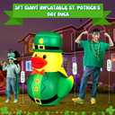 Leyndo 5FT St. Patrick's Day Giant Inflatable Duck Decoration Outdoor with Build-in LEDs Lights Blow Up Leprechaun Duck Wear Lucky Shamrocks Hat for Car Parade Mall Garden Patio Lawn Indoor Party
