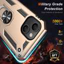 IKAZZ for iPhone 14 Plus Case 6.7 Inch with Screen Protector,Military Grade Shockproof Heavy Duty Protective Phone Cover Pass 16ft Drop Test with Magnetic Kickstand Car Mount Holder,Gold