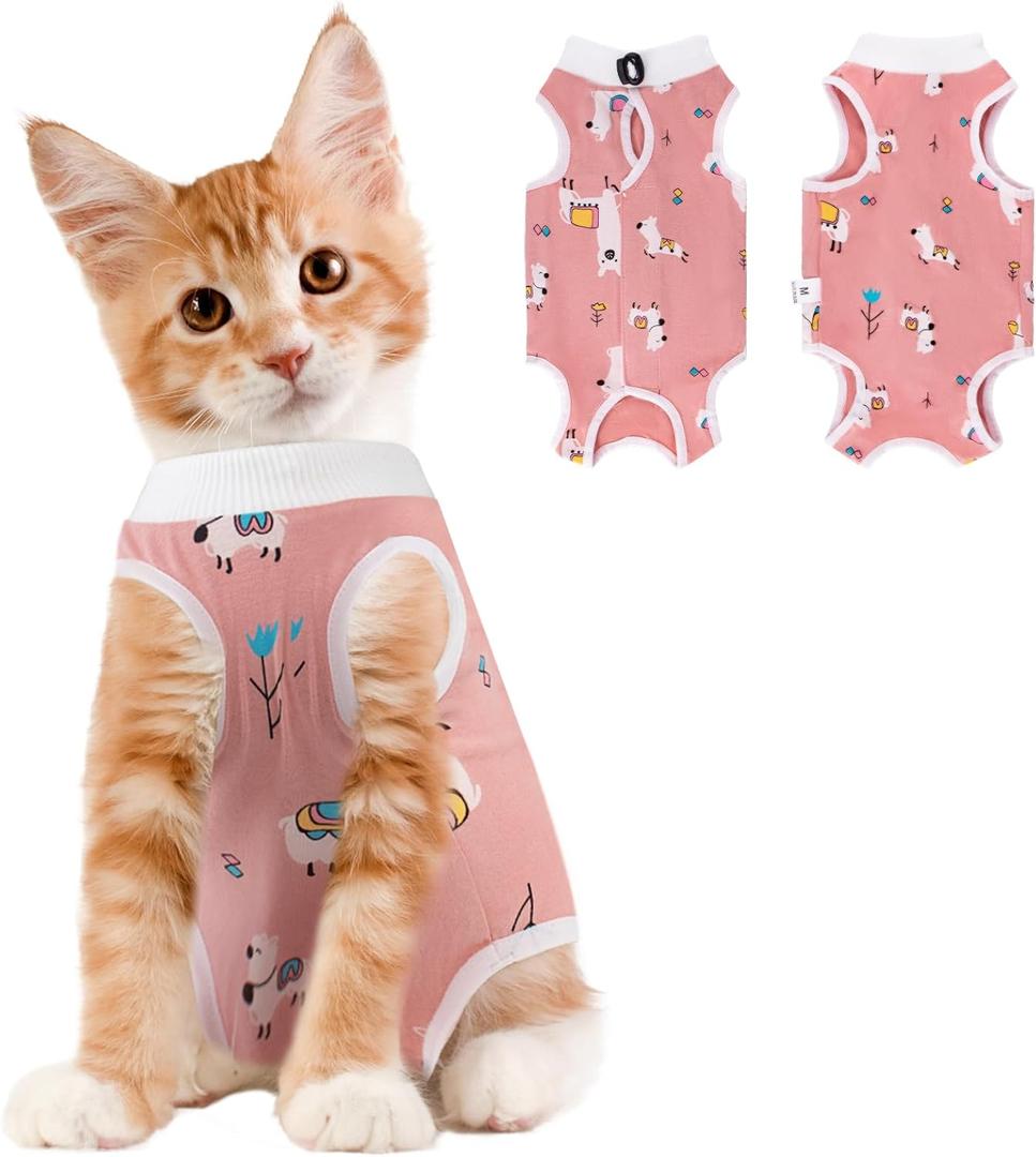 Cat Recovery Suit Female, Breathable Cat Onesie After Surgery Female for Abdominal Wounds or Skin Diseases, Surgery Recovery Suit Kitten Onesie After Spay Wear Anti Licking (Small, Alpaca)