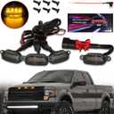 Led Front Grille Lights For 2004-2020 Ford F150,2017-2022 F250,2013-2018 Dodge Ram 1500 Raptor Style Aftermarket Grill Replacement Grills Lamps kit Accessories (black shell amber light)