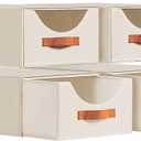 Homsorout Closet Organizers and Storage - Large Stackable Storage Bins with Drawer, Fabric Bins for Organization, Collapsible Drawer Organizer Clothes for Bedroom, Living Room, 4 Pack, Beige