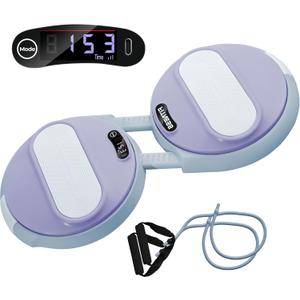 Waist Twisting Machine Exercise - Ab Twister Board MAX 300LBS | Intelligent Counting Lap & Calorie & Time, with 2 Resistance Bands | 3 Adjustable Distances to Suit Different Exercise Needs (Grey)