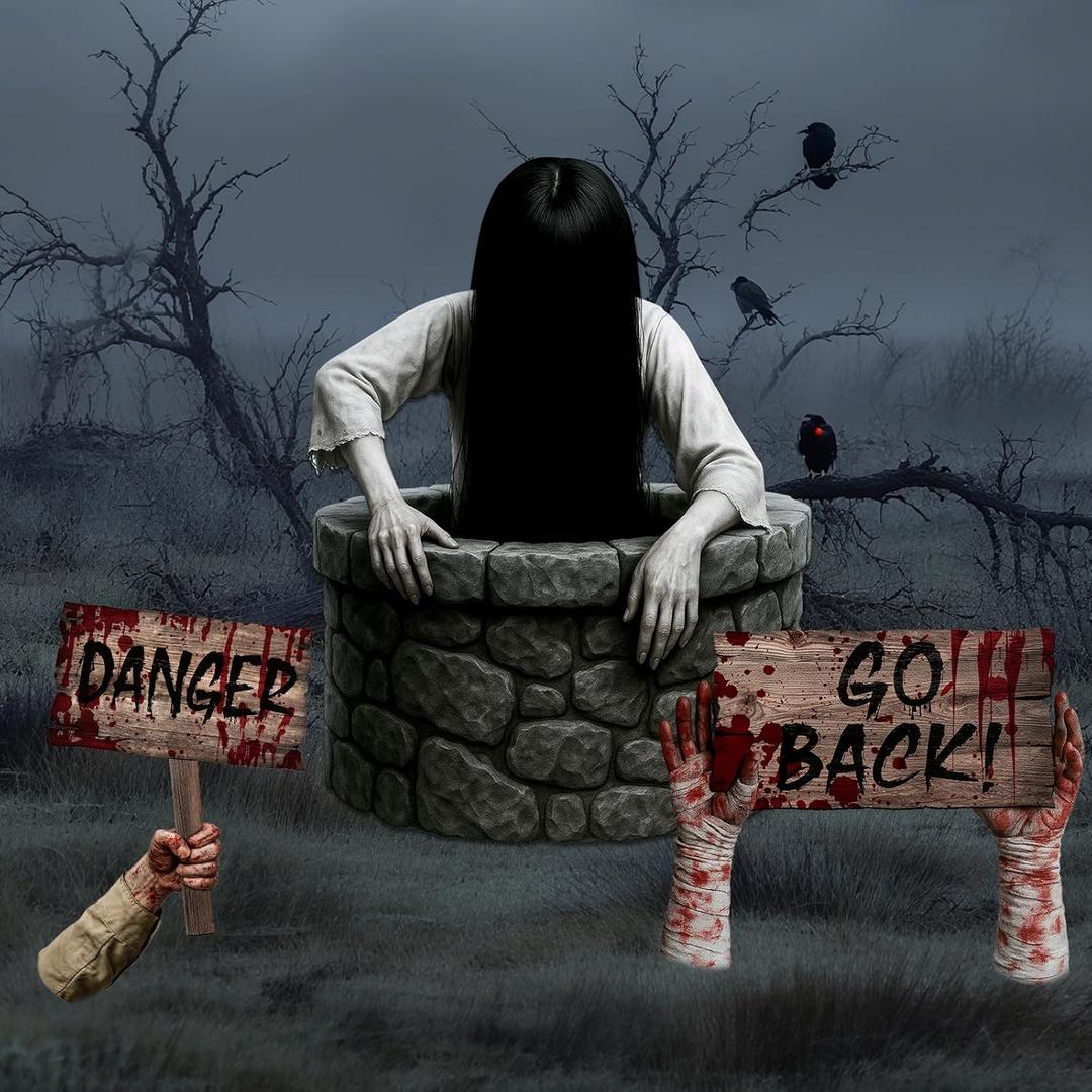 Roowest 3 Pcs Large Halloween Decorations Outdoor Yard Sign, 27 Inch Yard Signs with Stakes Halloween Rip Residual Limbs Lawn Decor for Graves Haunted House Holiday Party Props Supplies