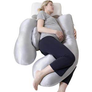 Pregnancy Pillows for Side Sleeping - Adjustable Belly & Back Support Pillow,H Shaped Full Body Maternity Pillow with Cooling Removable Cover, for Pregnant Women and Adults(Grey)