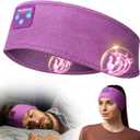 Perytong Sleep Headphones Wireless, Bluetooth Sports Headband Headphones with Ultra-Thin HD Stereo Speakers Perfect for Sleeping,Workout,Jogging,Yoga,Insomnia, Air Travel, Meditation (Violet)
