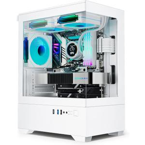 Micro ATX PC Case, Gaming MATX PC CASE with 3 PWM ARGB Fans Pre-Installed, Type-C Full-View Dual Tempered Glass, Cpmputer CASE White
