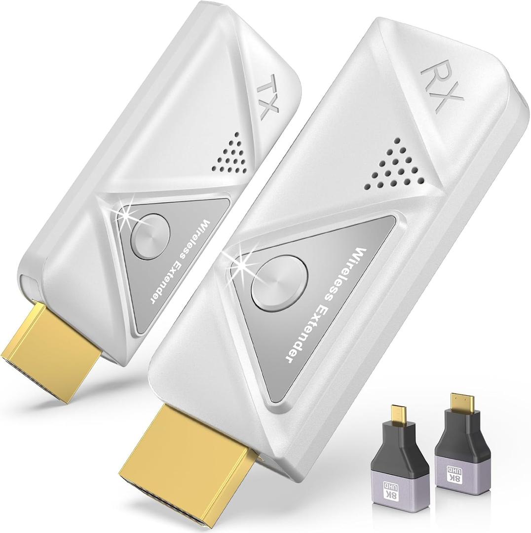 Wireless HDMI Transmitter and Receiver 328FT/100M,4K Decode 1080P Output Wireless HDMI Extender,2.4G/5G Plug&Play Portable Wireless,for Streaming Video and Audio to Monitor from Laptop/TV Box