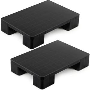 2 Pcs Plastic Pallets for Basement Storage Easy to Stack Lightweight Floor Pallets Display for Flooring Room Supermarket Warehouse, Support up to 2000 Lbs,Black (23'' L X 16'' W X 4.7'' H)