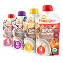 HAPPYTOT Organics Stage 4 Baby Food Pouches, Gluten Free, Super Morning Fruit & Oat Variety Pack Blend 4 Oz (Pack of 16) Best By Jul 15, 2027